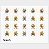 duitse herder pieking cartoon vierkante sticker (Vel)