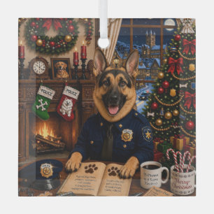 Duitse Herder Politie Vakantie Glas Ornament