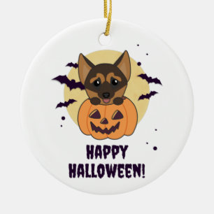 Duitse Herder Pompoen Honden Gelukkig Halloween Ce Keramisch Ornament