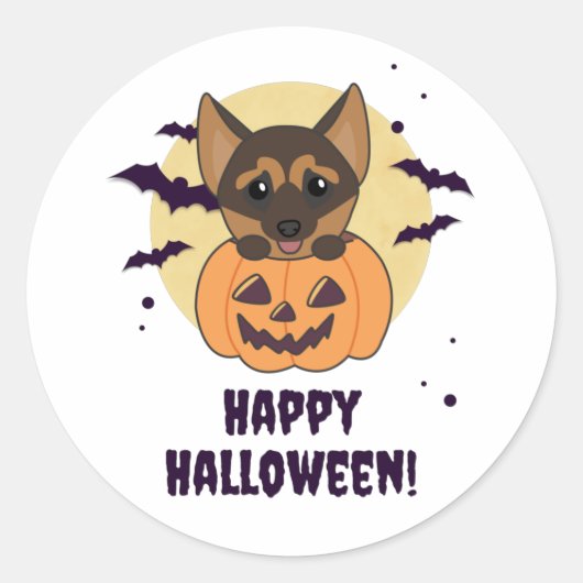 Duitse herder pompoen honden gelukkig Halloween kl Ronde Sticker (Voorkant)