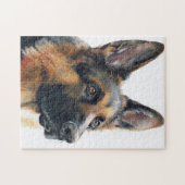 Duitse herder portret aquarel legpuzzel (Horizontaal)