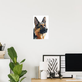 Duitse herder portret aquarel poster