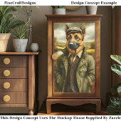 Duitse Herder Portret, Landschap CH1 Decoupage Tissuepapier