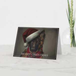 Duitse herder pup kerstkaart. feestdagen kaart