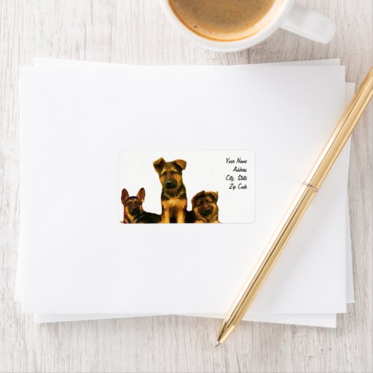 Duitse herder puppies adresetiketten etiket (Insitu)