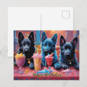 Duitse Herder Puppies N Milkshakes Verjaardag Briefkaart (Voorkant / Achterkant)