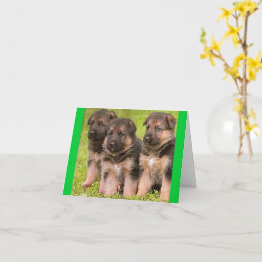 Duitse Herder Puppy Dog Blank Note Kaart (Gele Bloem)