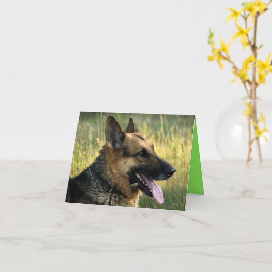 Duitse Herder Puppy Dog Blank Note Kaart (Gele Bloem)