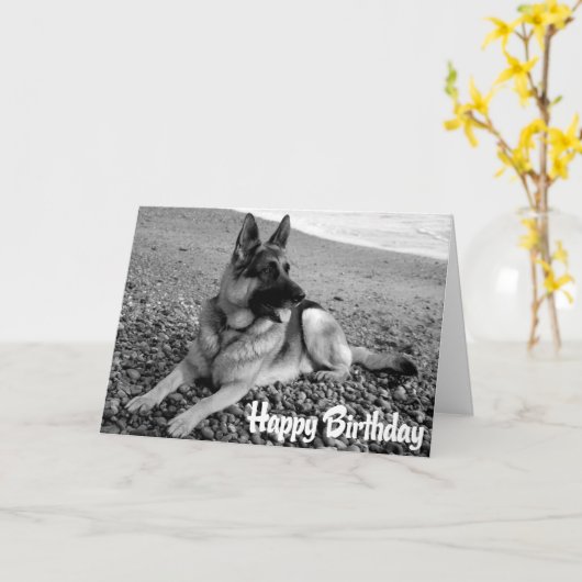 Duitse Herder Puppy Dog Happy Birthday Kaart (Gele Bloem)