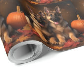 Duitse Herder Puppy Herfst Delight Pompoen Cadeaupapier (Rol Hoek)