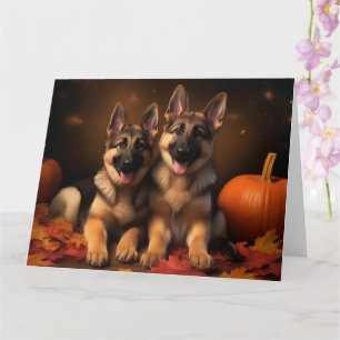 Duitse Herder Puppy Herfst Delight Pompoen Kaart