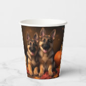 Duitse Herder Puppy Herfst Delight Pompoen Papieren Bekers (Achterkant)