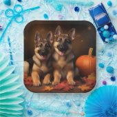 Duitse Herder Puppy Herfst Delight Pompoen Papieren Bordje (Feest)