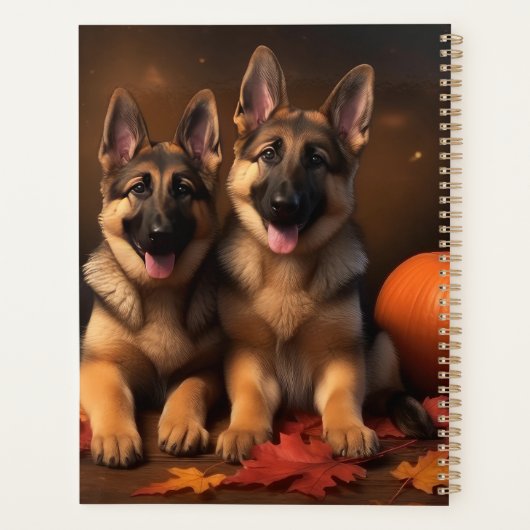 Duitse Herder Puppy Herfst Delight Pompoen Planner (Achterkant)