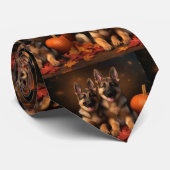 Duitse Herder Puppy Herfst Delight Pompoen Stropdas (Opgerold)
