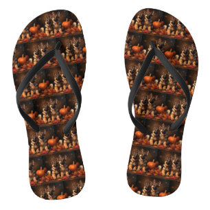 Duitse Herder Puppy Herfst Delight Pompoen Teenslippers