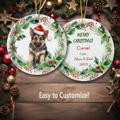 Duitse Herder Puppy Holly Krans Kerstmis Keramisch Ornament
