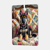 Duitse herder puppy hond gepersonaliseerde kerst metalen ornament (Voorkant links)