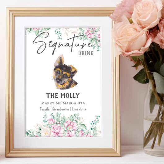 Duitse herder puppy hond handtekening Drink teken Poster