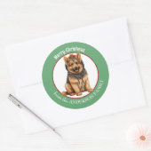 Duitse herder puppy in leren jas kerst ronde sticker (Envelop)