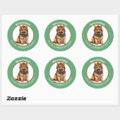 Duitse herder puppy in leren jas kerst ronde sticker (Vel)