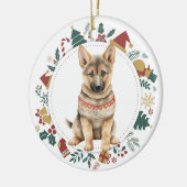 Duitse Herder Puppy in Winter Sweater Kerstmis Keramisch Ornament (Links)