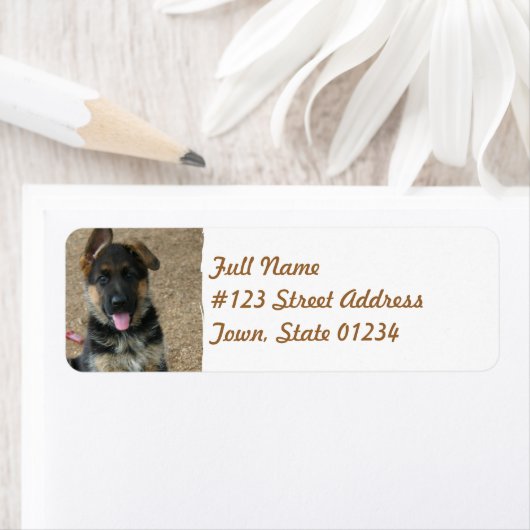 Duitse herder puppy mailing label (Insitu)