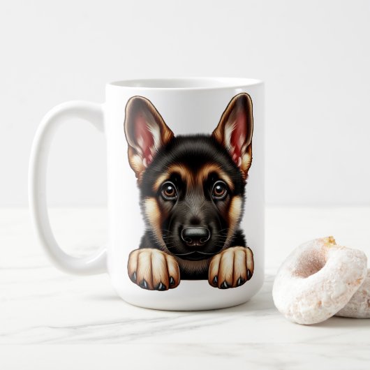 Duitse Herder Puppy met expressieve ogen Koffiemok (Met donut)