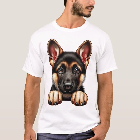 Duitse Herder Puppy met expressieve ogen T-shirt (Voorkant)