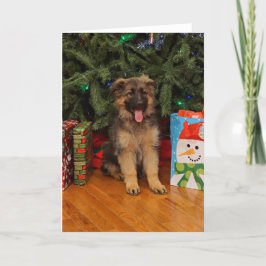 Duitse herder puppy met kerst feestdagen kaart