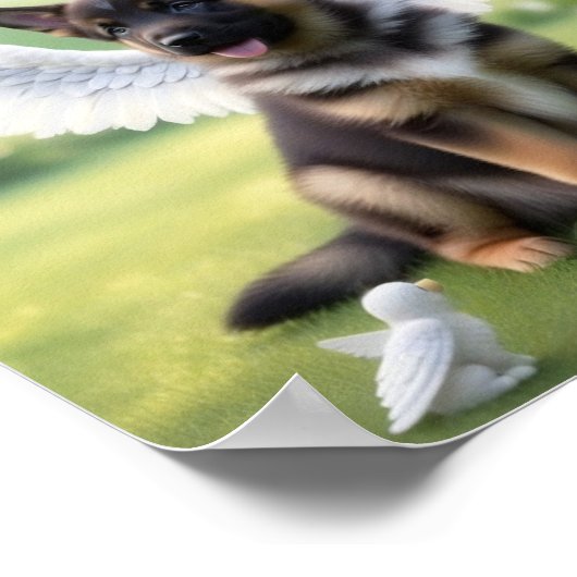 Duitse Herder puppy met vleugels als een engel Poster (Hoek)