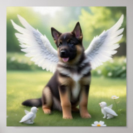 Duitse Herder puppy met vleugels als een engel Poster