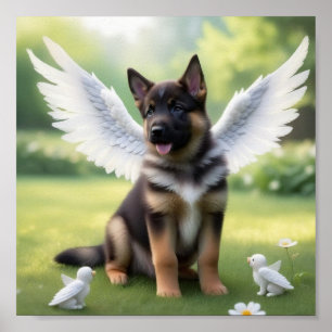 Duitse Herder puppy met vleugels als een engel Poster