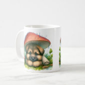 Duitse herder puppy onder paddenstoelenparaplu koffiemok (Voorkant links)