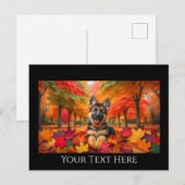 Duitse herder puppy spelen in herfst bladeren briefkaart (Voorkant / Achterkant)