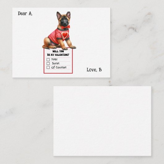  Duitse Herder Puppy Valentijn Notitiekaartje (Voorkant / Achterkant)