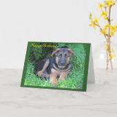 Duitse Herder puppy Verjaardagskaart Kaart (Gele Bloem)