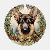 Duitse Herder Puppy's Eerste Kerstmis Ornament (Achterkant)
