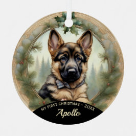 Duitse Herder Puppy's Eerste Kerstmis Ornament