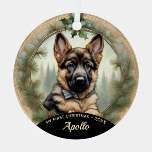 Duitse Herder Puppy's Eerste Kerstmis Ornament