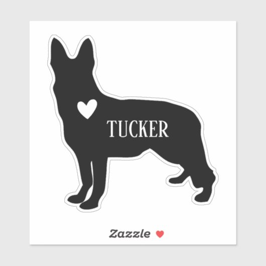 Duitse herder ras silhouet aangepaste naam sticker (Vel)