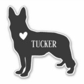 Duitse herder ras silhouet aangepaste naam sticker (Voorkant)