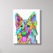 Duitse herder regenboog hond schilderen canvas afdruk (Voorkant)
