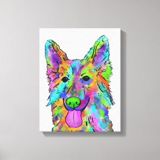 Duitse herder regenboog hond schilderen canvas afdruk