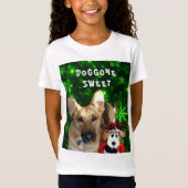 Duitse Herder Rendier Sneeuwvlokken Groene Jersey T-shirt (Voorkant)