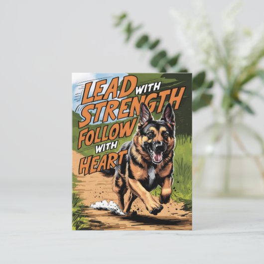 duitse herder rennen met hart briefkaart (Staand voorkant)