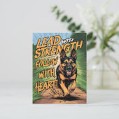 Duitse herder rennen met kracht en hart briefkaart (Staand voorkant)