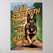 Duitse herder rennen met kracht en hart poster (Voorkant)