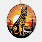 Duitse Herder Retro Zonsondergang Hond Liefhebber Keramisch Ornament (Links)