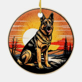 Duitse Herder Retro Zonsondergang Hond Liefhebber Keramisch Ornament (Achterkant)